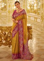 Banarasi Silk Yellow Festival Wear Weaving Work Saree